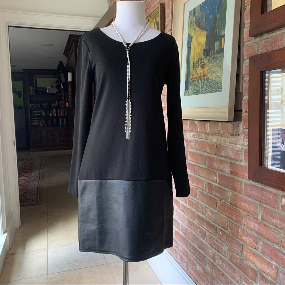 New Banana Republic Faux Leather Zipper Accent Dress 2